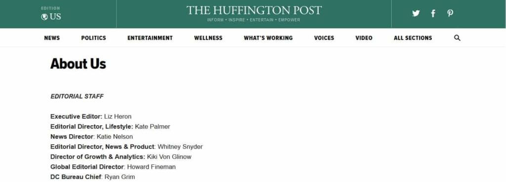 Huffington Post About Page