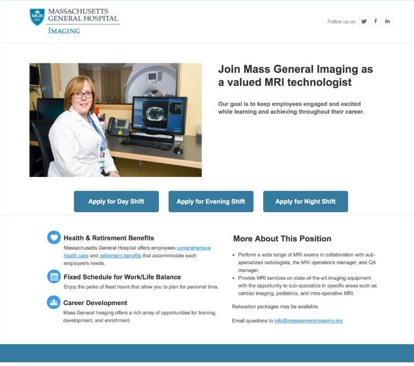 MGH landing page