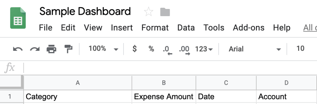 Google Sheet Column Headings