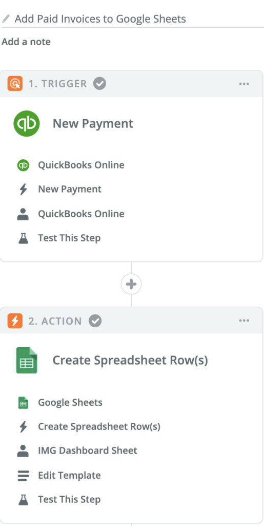 Zapier Quickbooks Online to Google Sheets