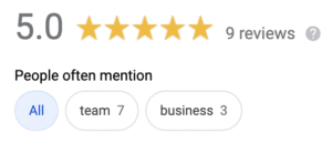 5 star review with people often mention